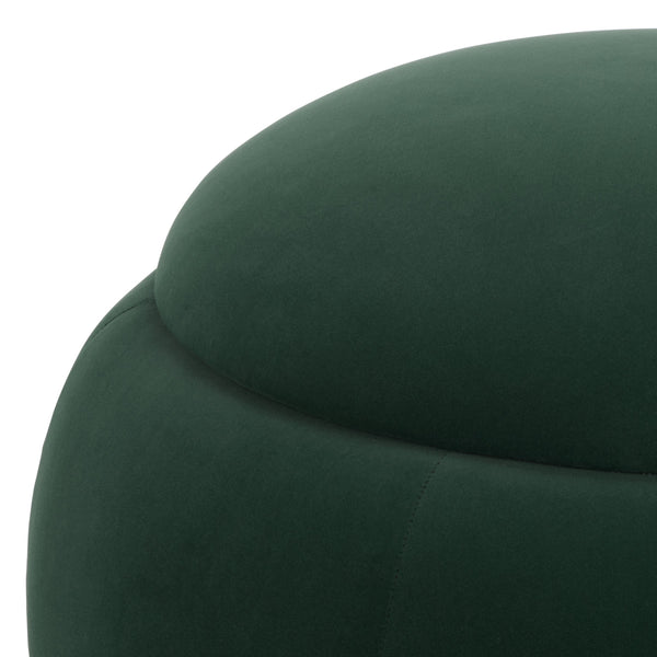 Siara Round Storage Ottoman With Hidden Compartment, Cream Upholstery, Durable Plywood Frame Pmid