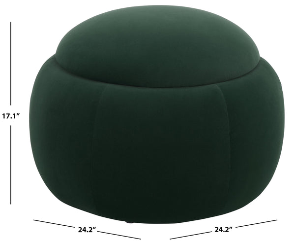 Siara Round Storage Ottoman With Hidden Compartment, Cream Upholstery, Durable Plywood Frame Pmid