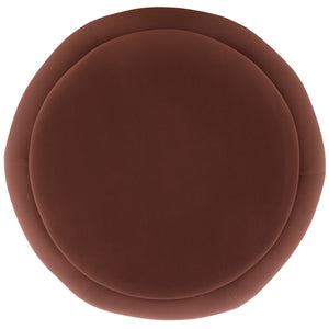 Siara Round Storage Ottoman With Hidden Compartment, Cream Upholstery, Durable Plywood Frame Pmid