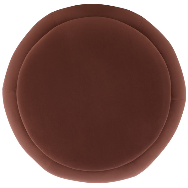 Siara Round Storage Ottoman With Hidden Compartment, Cream Upholstery, Durable Plywood Frame Pmid