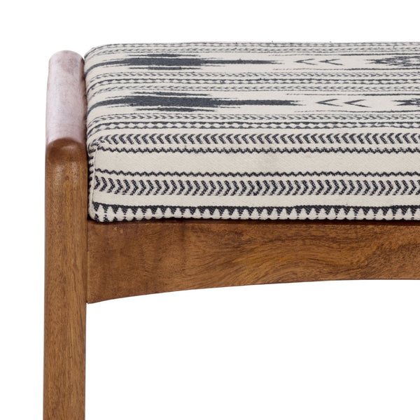 Safavieh Ute Ottoman - Stylish Navy-White Cotton Upholstered Footstool With Durable Mango Wood Frame Design OTT3700A