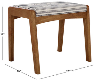 Safavieh Ute Ottoman - Stylish Navy-White Cotton Upholstered Footstool With Durable Mango Wood Frame Design OTT3700A