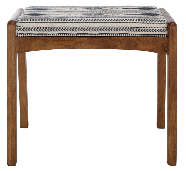 Safavieh Ute Ottoman - Stylish Navy-White Cotton Upholstered Footstool With Durable Mango Wood Frame Design OTT3700A