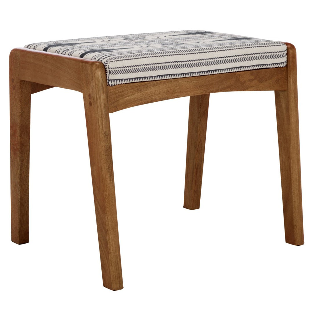 Safavieh Ute Ottoman - Stylish Navy-White Cotton Upholstered Footstool With Durable Mango Wood Frame Design OTT3700A