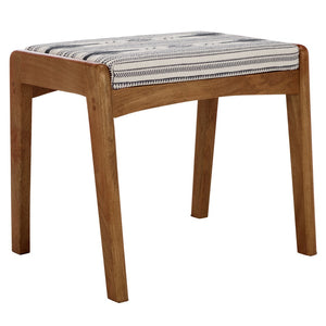 Safavieh Ute Ottoman - Stylish Navy-White Cotton Upholstered Footstool With Durable Mango Wood Frame Design OTT3700A