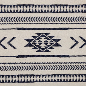 Safavieh Ute Ottoman - Stylish Navy-White Cotton Upholstered Footstool With Durable Mango Wood Frame Design OTT3700A