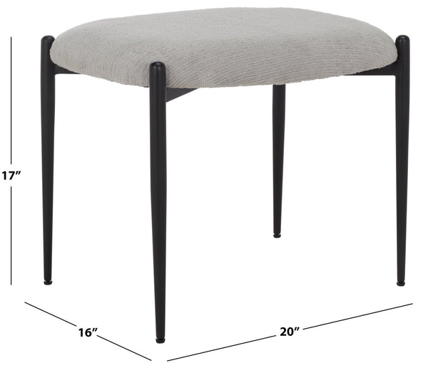 Safavieh Uwe Ottoman – Stylish Grey Cotton Footstool With Black Metal Legs For Modern Living Spaces & Decor OTT3701A