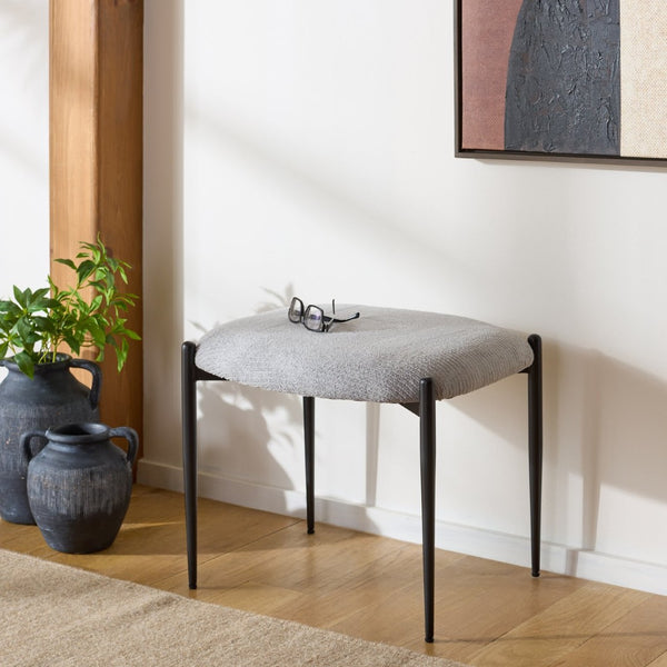 Safavieh Uwe Ottoman – Stylish Grey Cotton Footstool With Black Metal Legs For Modern Living Spaces & Decor OTT3701A