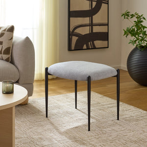 Safavieh Uwe Ottoman – Stylish Grey Cotton Footstool With Black Metal Legs For Modern Living Spaces & Decor OTT3701A