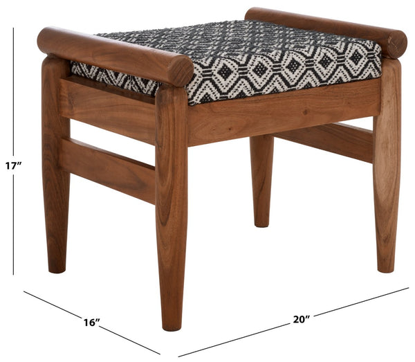 Safavieh Elmar Ottoman - Chic Navy And White Cotton Seat With Solid Mango Wood Frame For Elegant Interiors OTT3702A