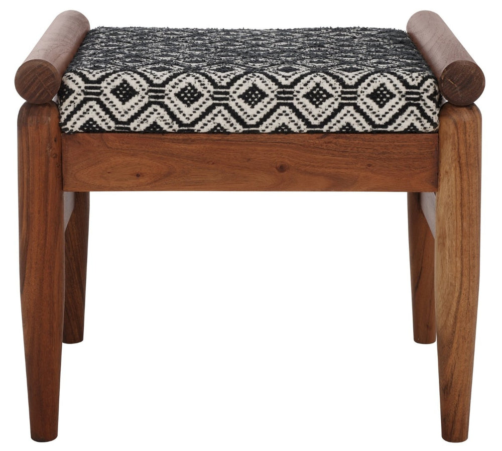 Safavieh Elmar Ottoman - Chic Navy And White Cotton Seat With Solid Mango Wood Frame For Elegant Interiors OTT3702A