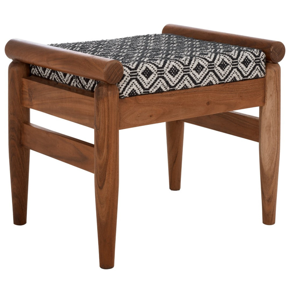 Safavieh Elmar Ottoman - Chic Navy And White Cotton Seat With Solid Mango Wood Frame For Elegant Interiors OTT3702A