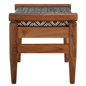 Safavieh Elmar Ottoman - Chic Navy And White Cotton Seat With Solid Mango Wood Frame For Elegant Interiors OTT3702A