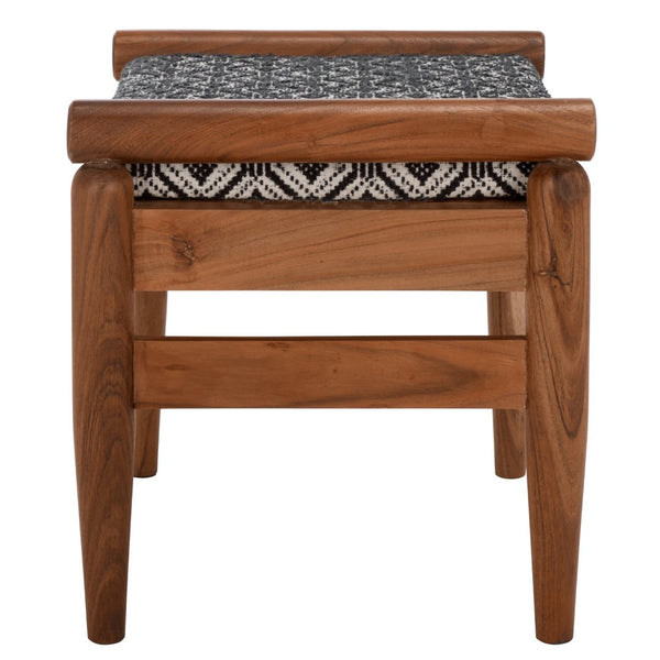 Safavieh Elmar Ottoman - Chic Navy And White Cotton Seat With Solid Mango Wood Frame For Elegant Interiors OTT3702A