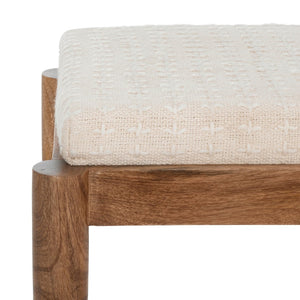 Safavieh Jutta Ottoman - Multifunctional Accent Piece With Sculpted Mango Wood Frame & Cream Upholstery Design OTT3703A