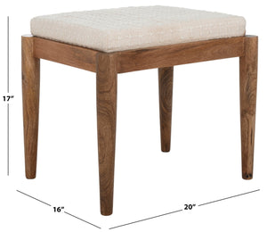 Safavieh Jutta Ottoman - Multifunctional Accent Piece With Sculpted Mango Wood Frame & Cream Upholstery Design OTT3703A