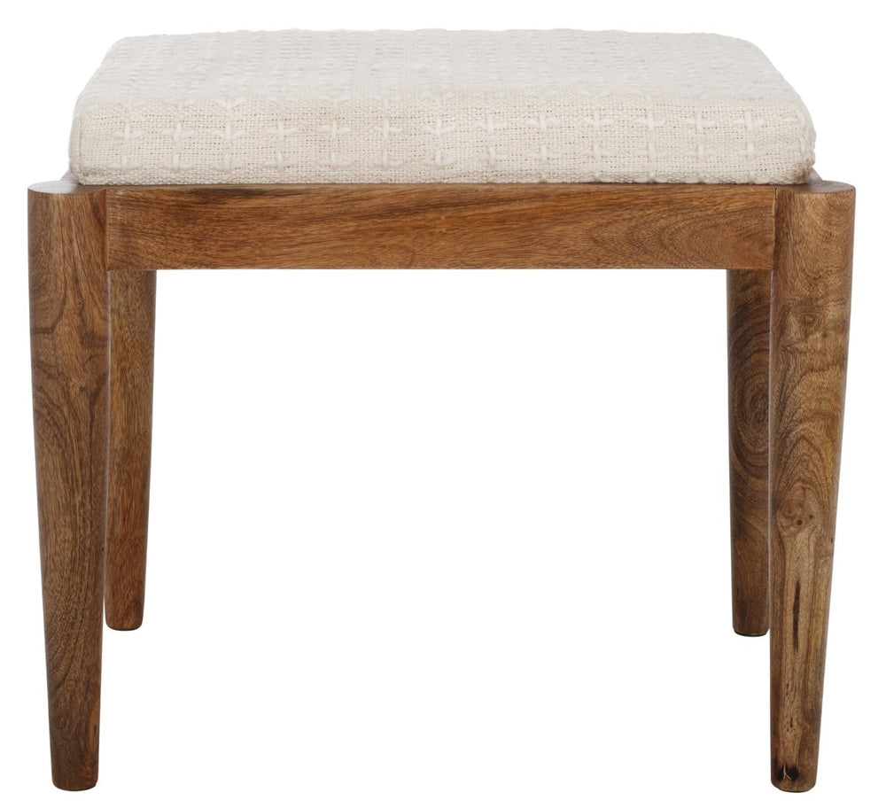 Safavieh Jutta Ottoman - Multifunctional Accent Piece With Sculpted Mango Wood Frame & Cream Upholstery Design OTT3703A