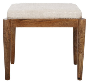 Safavieh Jutta Ottoman - Multifunctional Accent Piece With Sculpted Mango Wood Frame & Cream Upholstery Design OTT3703A