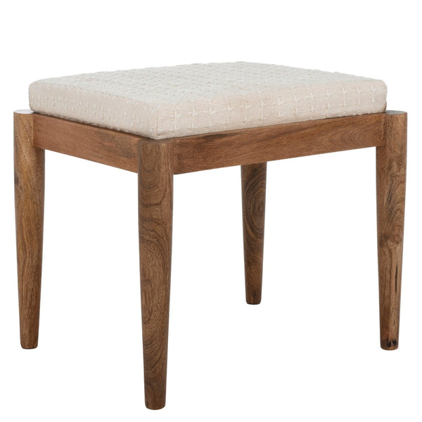 Safavieh Jutta Ottoman - Multifunctional Accent Piece With Sculpted Mango Wood Frame & Cream Upholstery Design OTT3703A