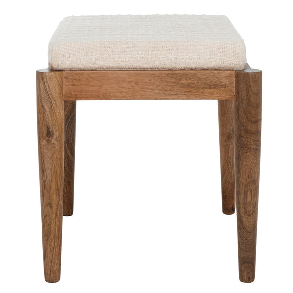Safavieh Jutta Ottoman - Multifunctional Accent Piece With Sculpted Mango Wood Frame & Cream Upholstery Design OTT3703A