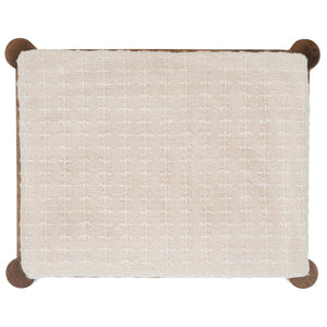 Safavieh Jutta Ottoman - Multifunctional Accent Piece With Sculpted Mango Wood Frame & Cream Upholstery Design OTT3703A