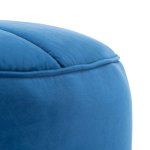 Safavieh Amais Round Ottoman - Plush Velvet Accent For Modern Living Spaces, Sculptural Design & Versatile Use Navy OTT4501B
