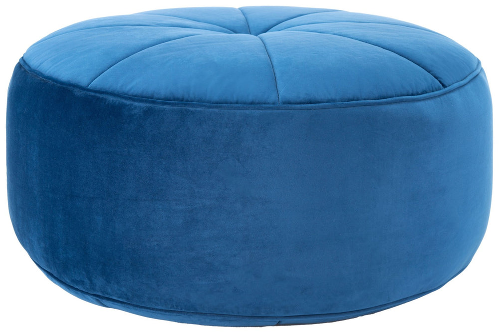Safavieh Amais Round Ottoman - Plush Velvet Accent For Modern Living Spaces, Sculptural Design & Versatile Use Navy OTT4501B