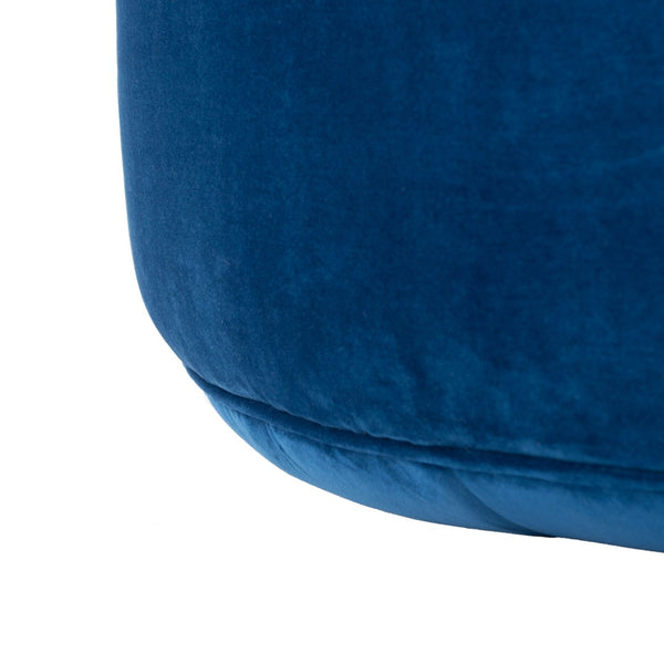 Safavieh Amais Round Ottoman - Plush Velvet Accent For Modern Living Spaces, Sculptural Design & Versatile Use Navy OTT4501B