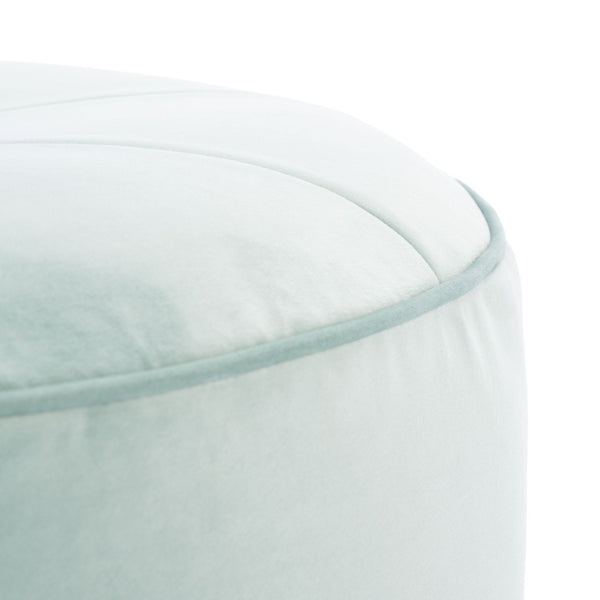 Safavieh Amais Round Ottoman - Plush Velvet Accent For Modern Living Spaces, Sculptural Design & Versatile Use Mint OTT4501C