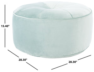 Safavieh Amais Round Ottoman - Plush Velvet Accent For Modern Living Spaces, Sculptural Design & Versatile Use Mint OTT4501C
