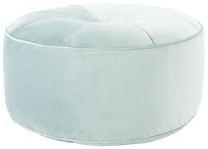 Safavieh Amais Round Ottoman - Plush Velvet Accent For Modern Living Spaces, Sculptural Design & Versatile Use Mint OTT4501C