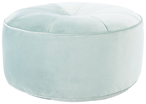 Safavieh Amais Round Ottoman - Plush Velvet Accent For Modern Living Spaces, Sculptural Design & Versatile Use Mint OTT4501C