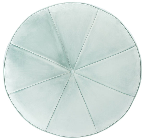 Safavieh Amais Round Ottoman - Plush Velvet Accent For Modern Living Spaces, Sculptural Design & Versatile Use Mint OTT4501C