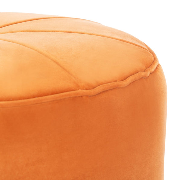 Safavieh Hawkem Cylinder Ottoman - Plush Orange Velvet Accent For Modern Living Rooms & Versatile Seating Solutions OTT4502A