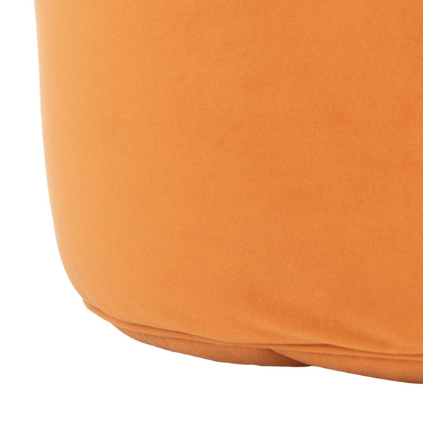 Safavieh Hawkem Cylinder Ottoman - Plush Orange Velvet Accent For Modern Living Rooms & Versatile Seating Solutions OTT4502A