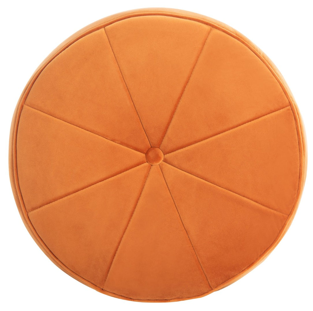 Safavieh Hawkem Cylinder Ottoman - Plush Orange Velvet Accent For Modern Living Rooms & Versatile Seating Solutions OTT4502A