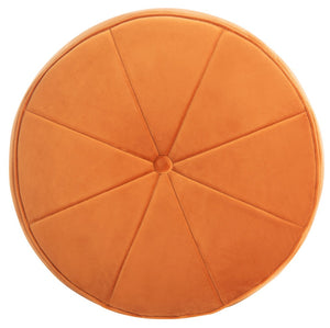 Safavieh Hawkem Cylinder Ottoman - Plush Orange Velvet Accent For Modern Living Rooms & Versatile Seating Solutions OTT4502A