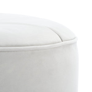 Safavieh Hawkem Cylinder Ottoman - Stylish Velvet Accent Piece For Modern Living Spaces, Multi-Functional Design Light Grey OTT4502B