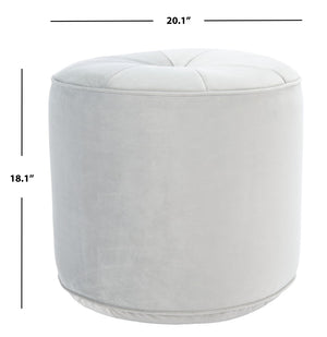 Safavieh Hawkem Cylinder Ottoman - Stylish Velvet Accent Piece For Modern Living Spaces, Multi-Functional Design Light Grey OTT4502B
