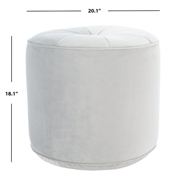 Safavieh Hawkem Cylinder Ottoman - Stylish Velvet Accent Piece For Modern Living Spaces, Multi-Functional Design Light Grey OTT4502B