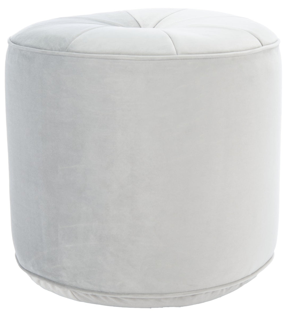 Safavieh Hawkem Cylinder Ottoman - Stylish Velvet Accent Piece For Modern Living Spaces, Multi-Functional Design Light Grey OTT4502B
