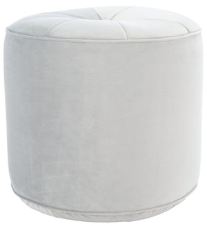 Safavieh Hawkem Cylinder Ottoman - Stylish Velvet Accent Piece For Modern Living Spaces, Multi-Functional Design Light Grey OTT4502B