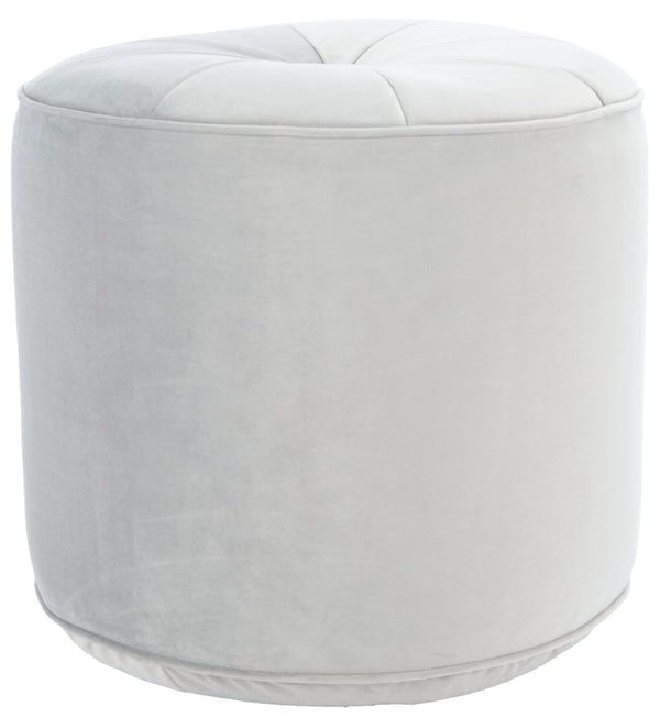 Safavieh Hawkem Cylinder Ottoman - Stylish Velvet Accent Piece For Modern Living Spaces, Multi-Functional Design Light Grey OTT4502B
