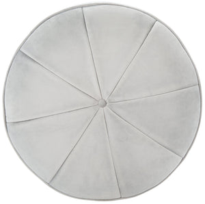 Safavieh Hawkem Cylinder Ottoman - Stylish Velvet Accent Piece For Modern Living Spaces, Multi-Functional Design Light Grey OTT4502B