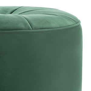 Safavieh Hawkem Cylinder Ottoman - Stylish Velvet Accent Piece For Modern Living Spaces, Multi-Functional Design Dark Emerald Green OTT4502C