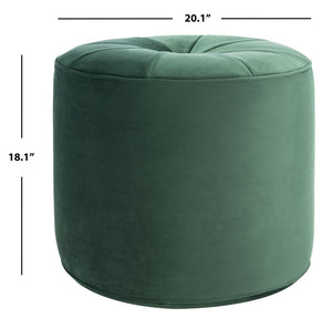 Safavieh Hawkem Cylinder Ottoman - Stylish Velvet Accent Piece For Modern Living Spaces, Multi-Functional Design Dark Emerald Green OTT4502C