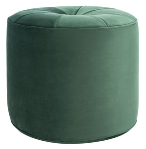 Safavieh Hawkem Cylinder Ottoman - Stylish Velvet Accent Piece For Modern Living Spaces, Multi-Functional Design Dark Emerald Green OTT4502C