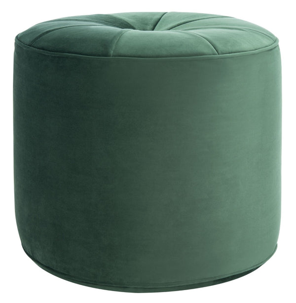 Safavieh Hawkem Cylinder Ottoman - Stylish Velvet Accent Piece For Modern Living Spaces, Multi-Functional Design Dark Emerald Green OTT4502C
