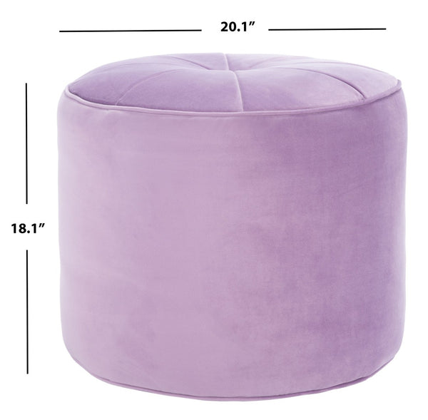 Safavieh Hawkem Cylinder Ottoman - Stylish Velvet Accent Piece For Modern Living Spaces, Multi-Functional Design Lilac OTT4502D