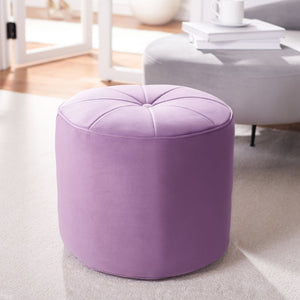 Safavieh Hawkem Cylinder Ottoman - Stylish Velvet Accent Piece For Modern Living Spaces, Multi-Functional Design Lilac OTT4502D